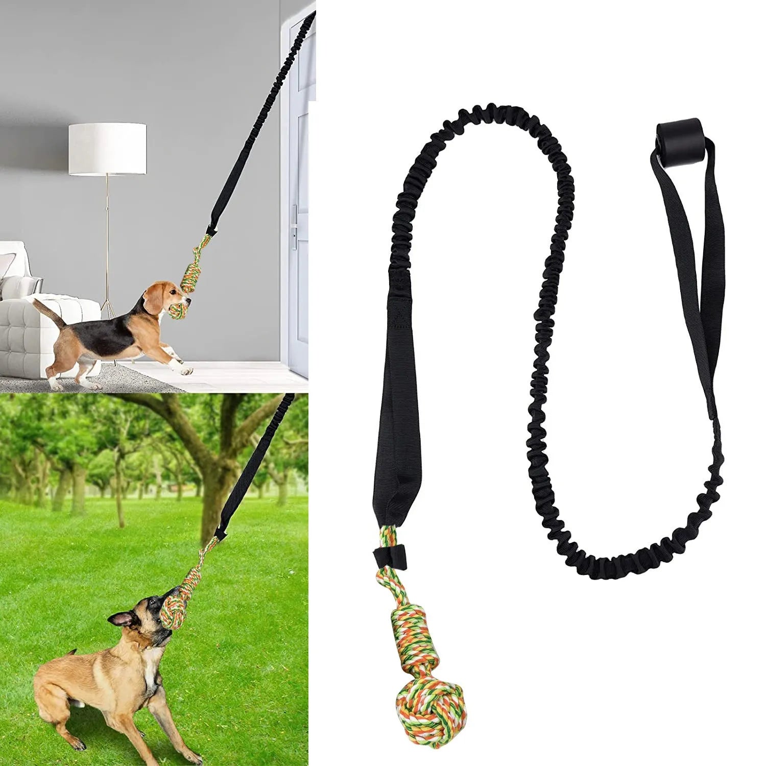 Cotton rope dog tug of war toy in black, grey or red for interactive play