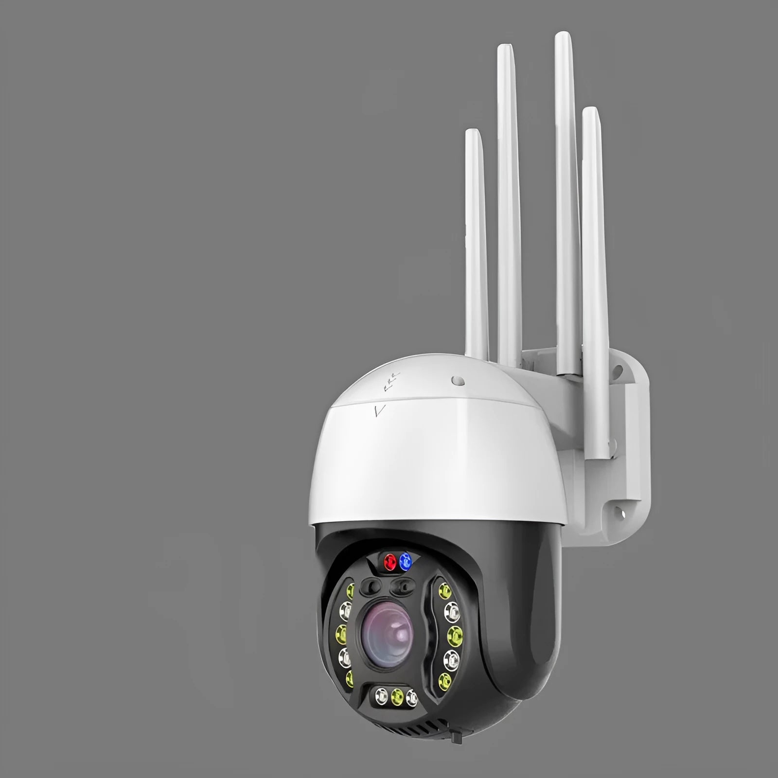 Outdoor dome security camera with 360-degree rotation on wall mount