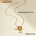 Gold geometric pendant on an adjustable stainless steel necklace chain.