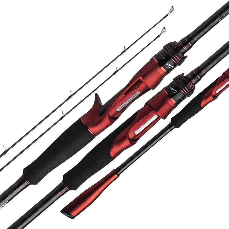Carbon fibre ultralight fishing rod shown with straight handle and pikestaff handle options.