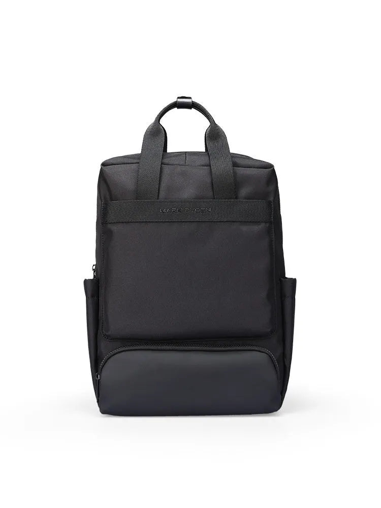 Lightweight black oxford cloth computer backpack with a 20-35 litre capacity.