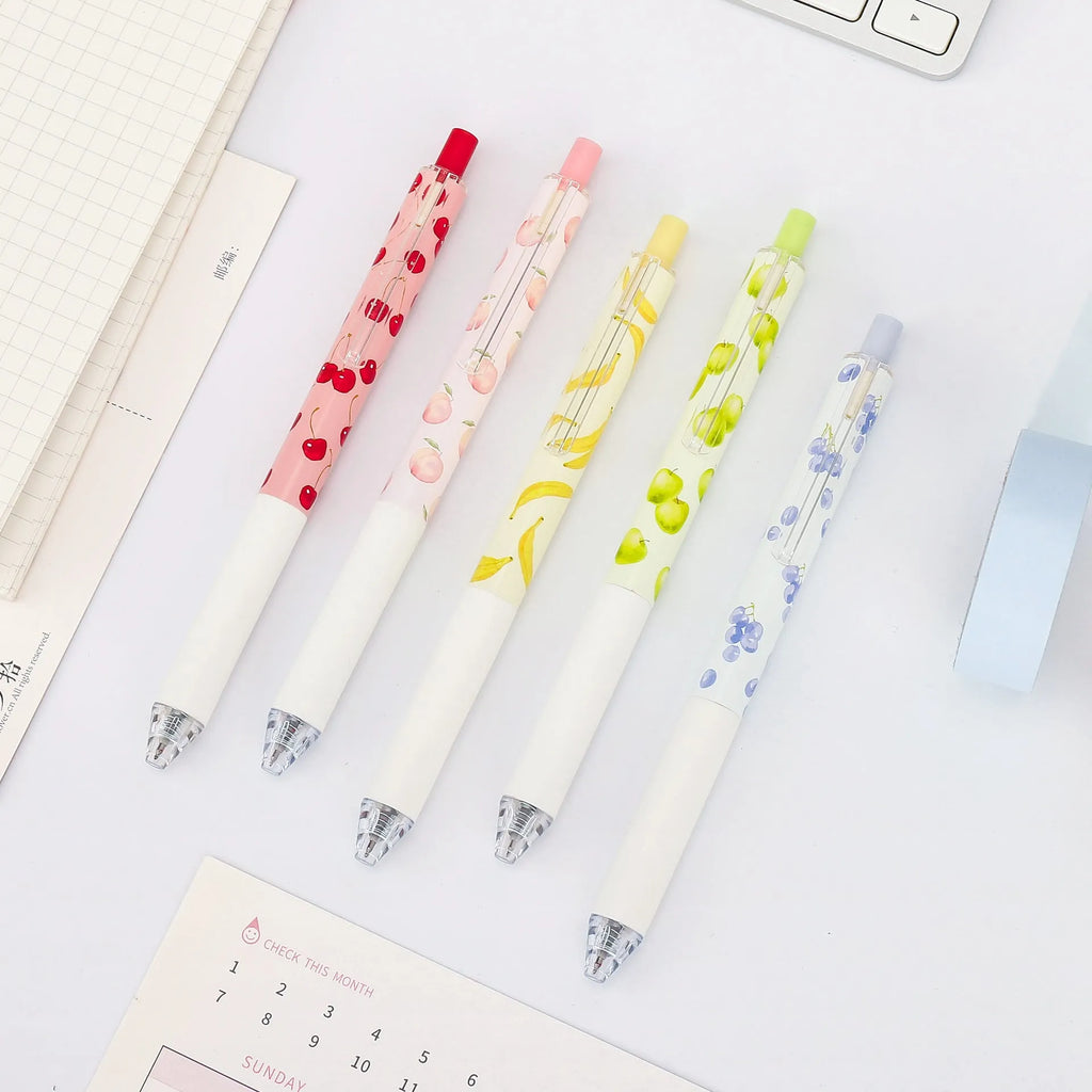 Creative scented fruit flavoured pressurised unisex pen 0.5mm black ink plastic barrel 3 pack random colours