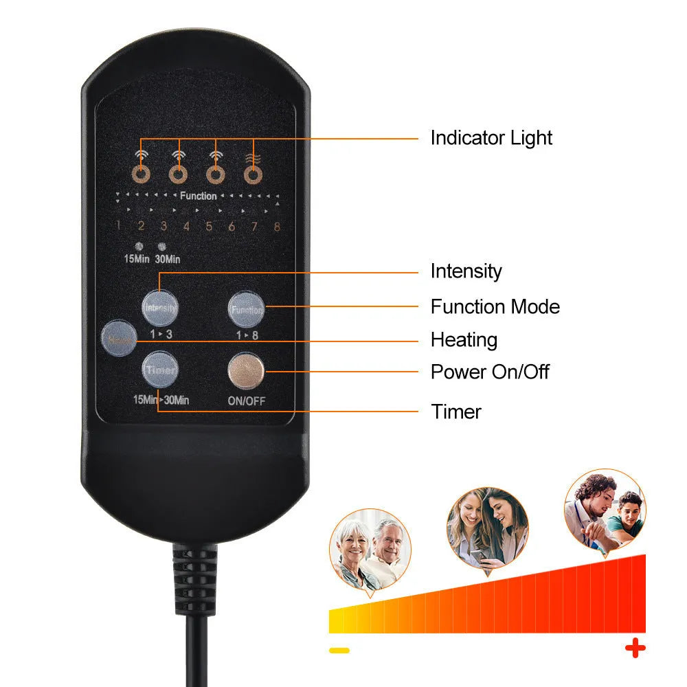 Kneading electric instrument for cervical vertebra car with wireless remote control and Bluetooth in Black-OPP bag