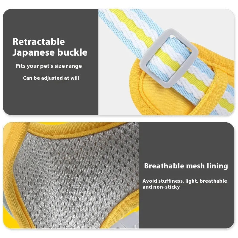 Explosion-proof anti-strangulation pet harness in Oxford cloth with adjustable straps and 1.5m rope