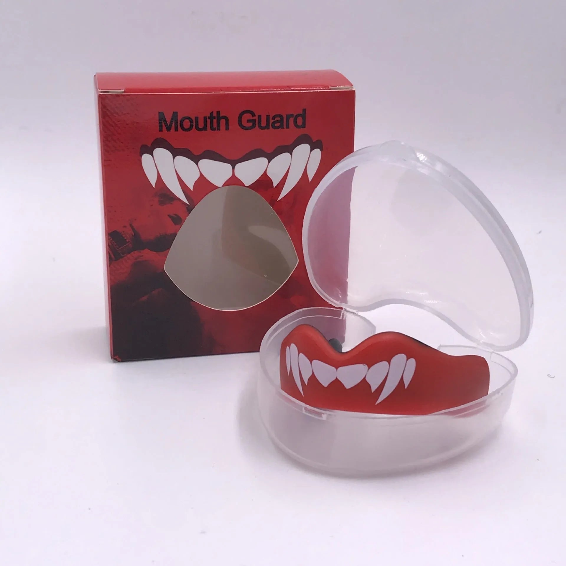 Adult boxing mouthguard with printed tooth design in multiple colour options for martial arts training