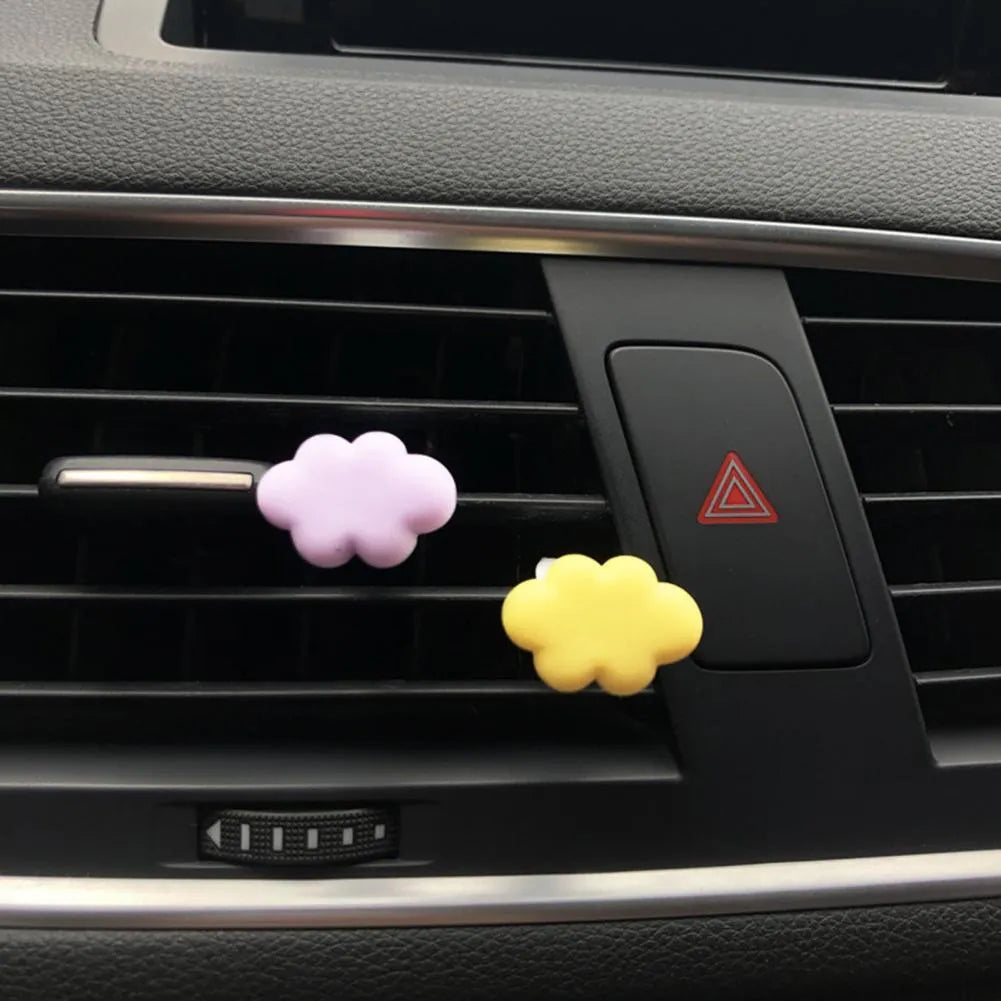 Resin car fragrance clip with cartoon Baiyun design in light green colour