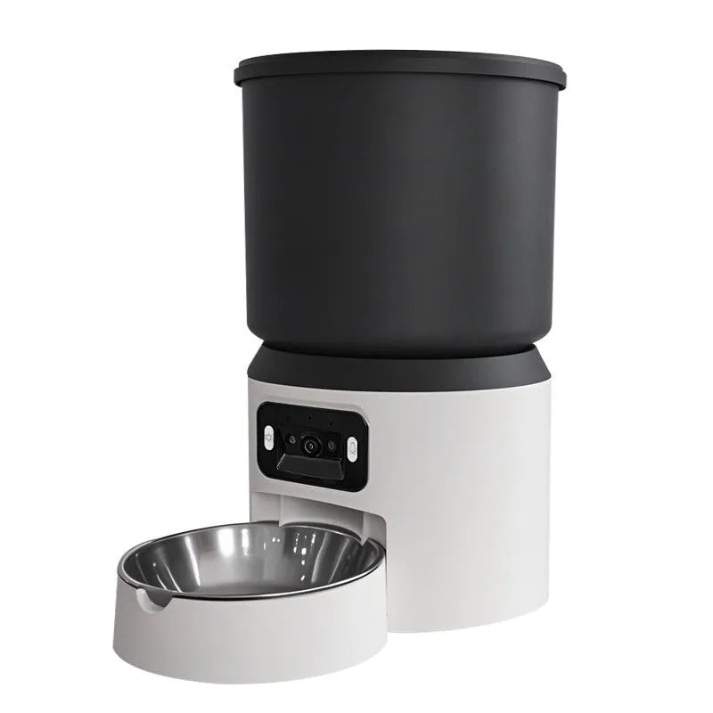 4L smart pet feeder with remote monitoring and scheduling for cats and dogs