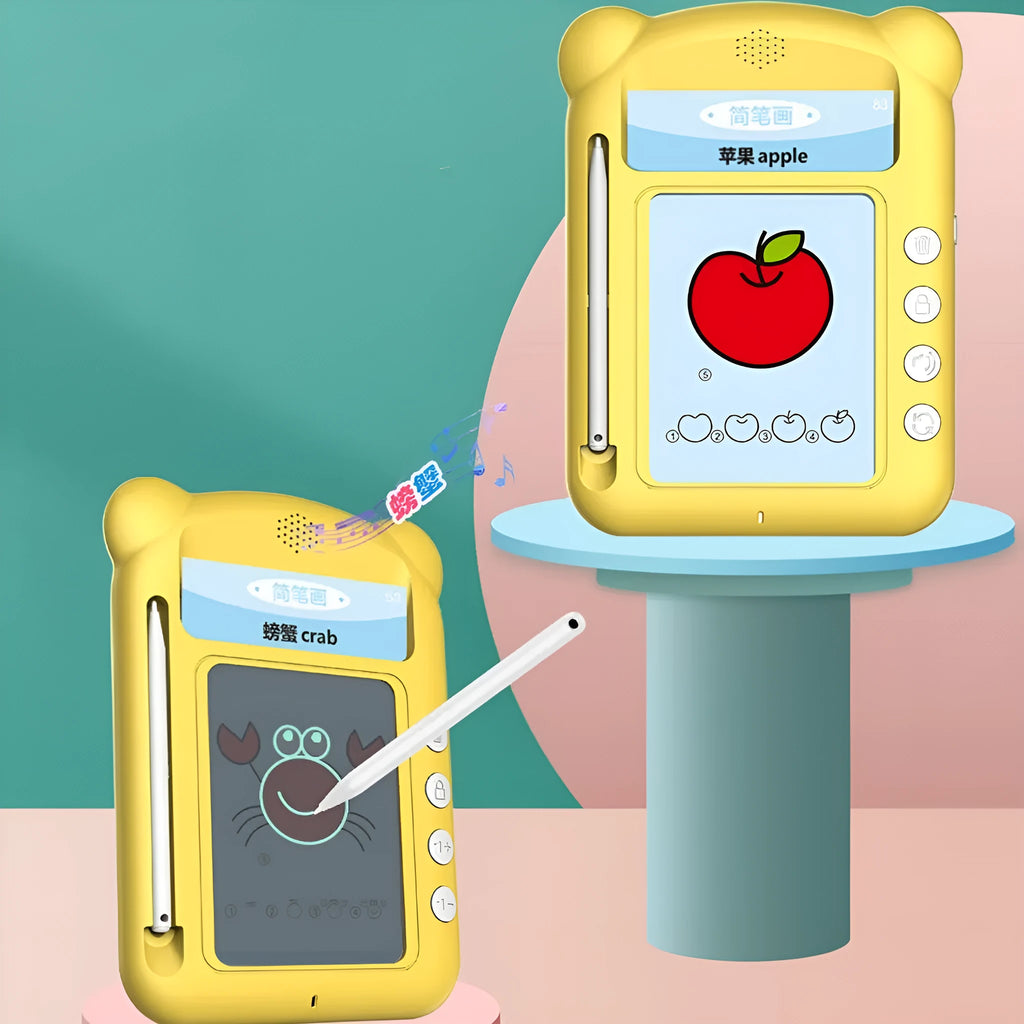 Yellow ABS plastic early learning machine with bilingual education cards for English and Chinese language learning