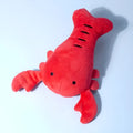 Red lobster stuffed dog toy with squeaker for small and medium sized dogs
