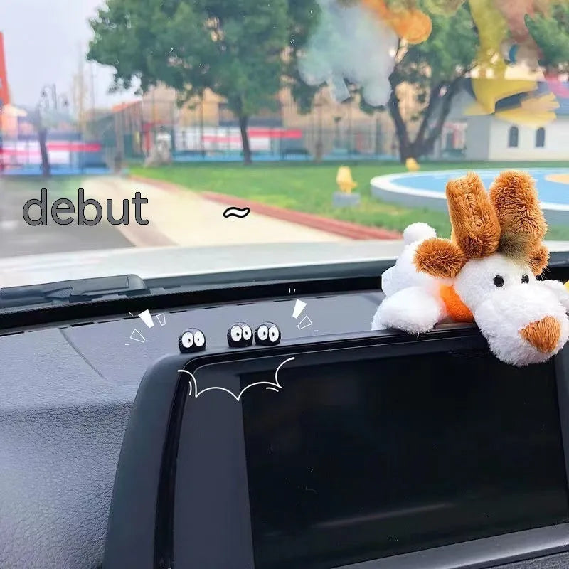 Small black resin car briquette decoration with cartoon design