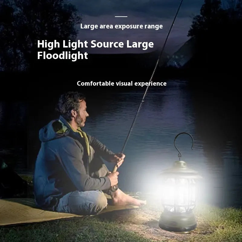 Portable camping lantern in dark green colour with super bright light output for outdoor events