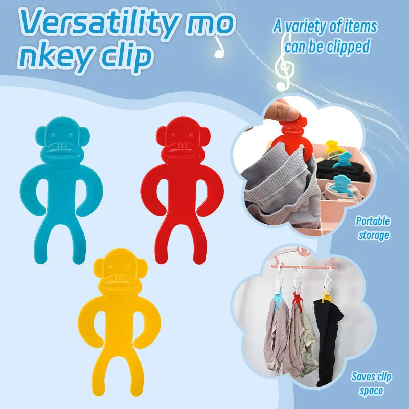 Blue, red and yellow plastic socks storage clips for washing machine organisation