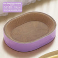Green oval corrugated paper cat scratch board with integrated nest, 55cm diameter.