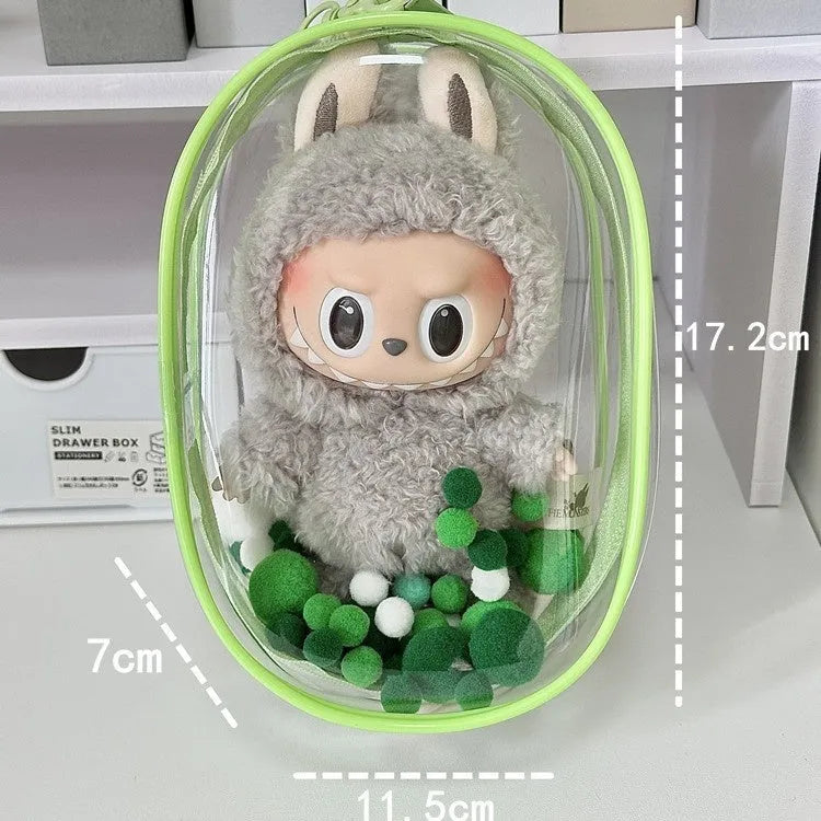 Transparent PVC cube storage bag with colourful balls for drying cotton dolls