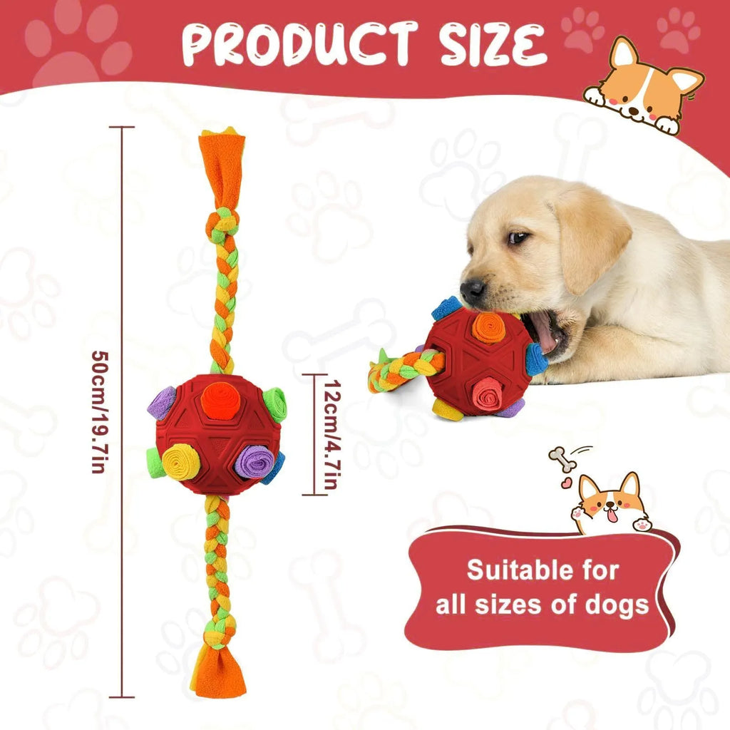 Pet sniffing ball dog puzzle IQ training treat dispenser in multiple colours with bite-resistant construction