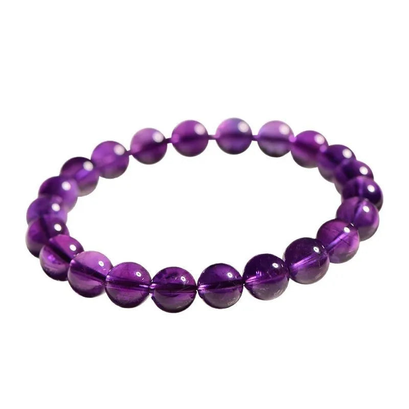 Natural Uruguay amethyst bracelet with scattered beads in four colour grades and eleven size options