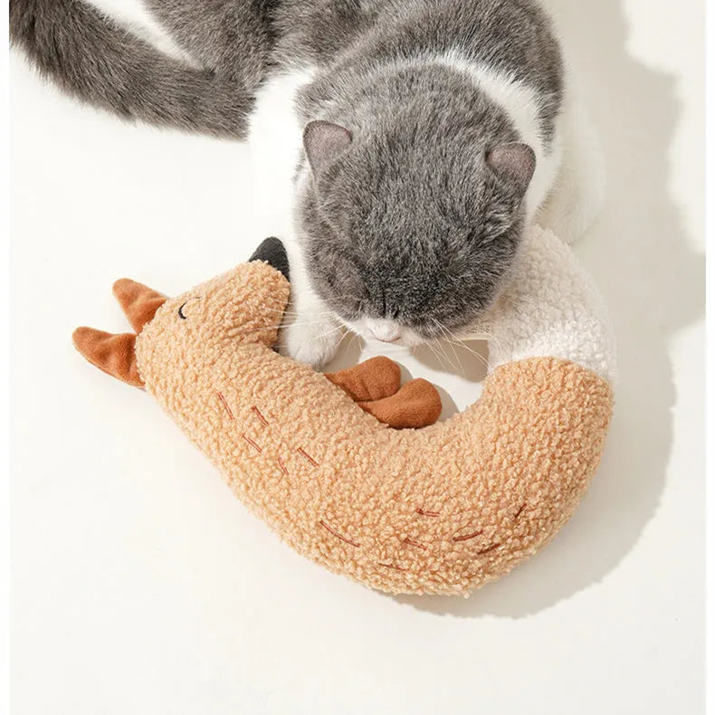 Pet Home cartoon bite resistant grinding toy in Fox and Duckling colours with teddy velvet fabric and sound paper
