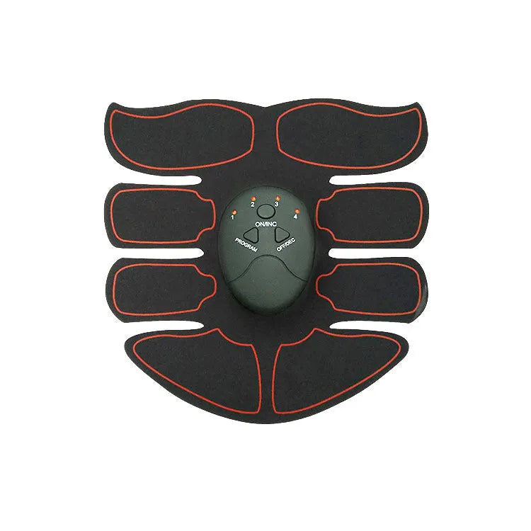 Abdominal muscle patch set with digital display in blue, red, and yellow edge options on a white background.