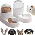 White plastic cat feeder and water dispenser set with wave-shaped design, two 2-litre units.