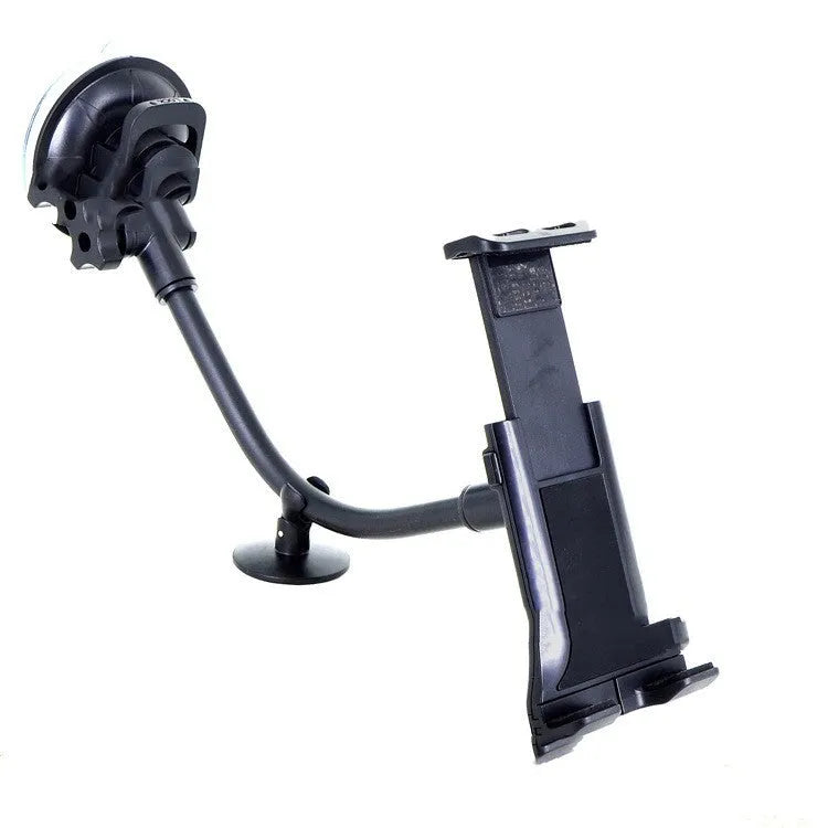 Black universal 4-12 inch vehicle-mounted tablet holder with long suction cup arm for car dashboard