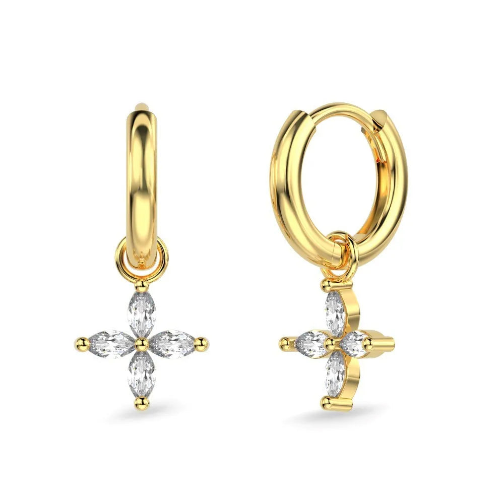 S925 sterling silver flower earrings for women in gold colour option