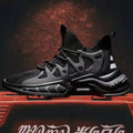 Men's fashion black non-slip sneakers with breathable mesh upper and EVA sole