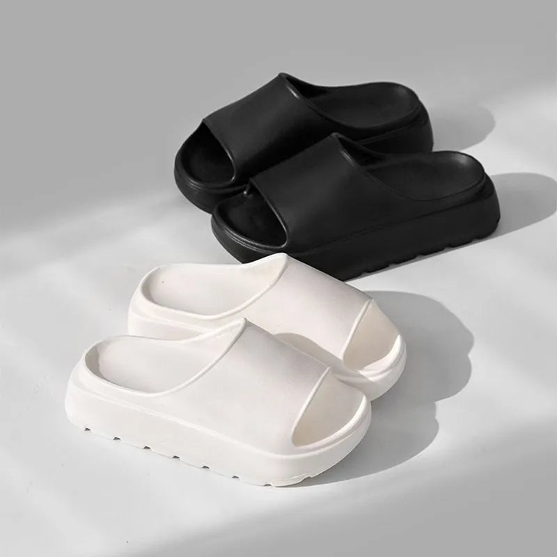 Women's fish mouth shoes slippers with 5.5cm thick EVA sole in beige, black, khaki and rose red colour options