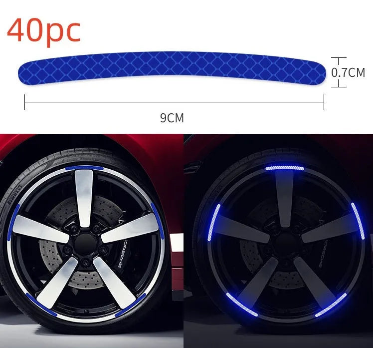 20PCs car wheel hub reflective stickers PVC material arc-shaped design in various colours