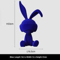 Resin rabbit ornament with suede blindfold in blue, green, or red colour options