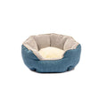 Warm winter pet bed octagonal shape with wool point design and removable mats in blue for cats and small dogs