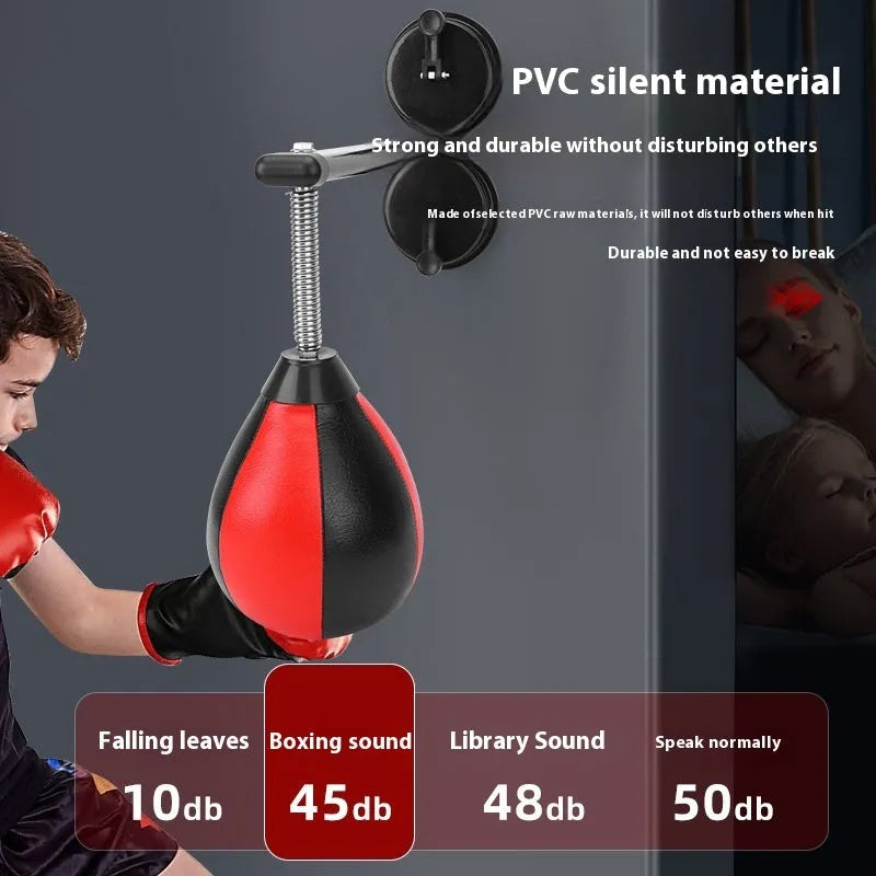 Pear-shaped inflatable boxing speed ball with black head and double suction cup hanging mount