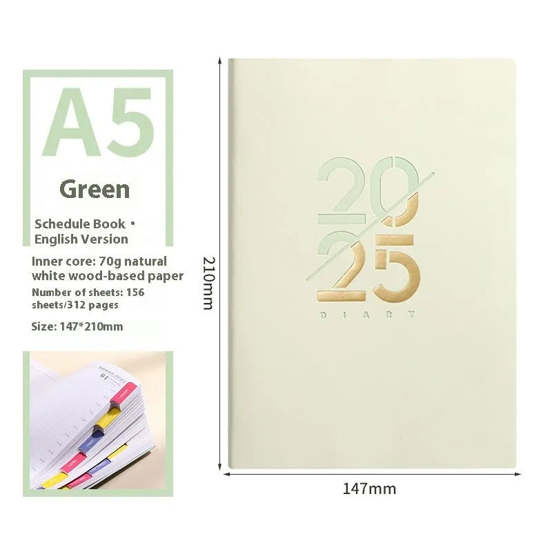 A5 faux leather daily planner notebook showing multiple colour options