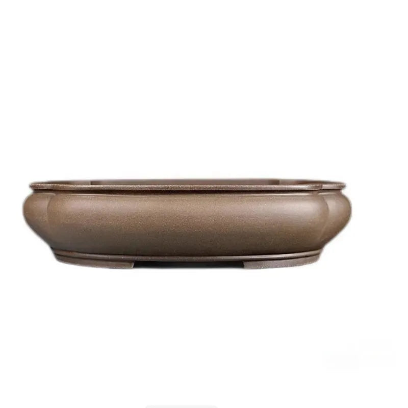 Handmade antique papaya-shaped purple clay flower pot with traditional Chinese design