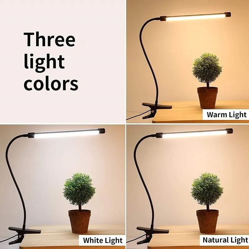 Black and white USB LED desk lamp with 26cm length for study use