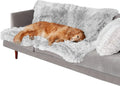 Plush waterproof double layer dog cushion in dark gray cloth material