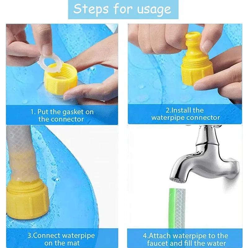 Anti-slip dog swimming mat splash pad in three size options for outdoor water play