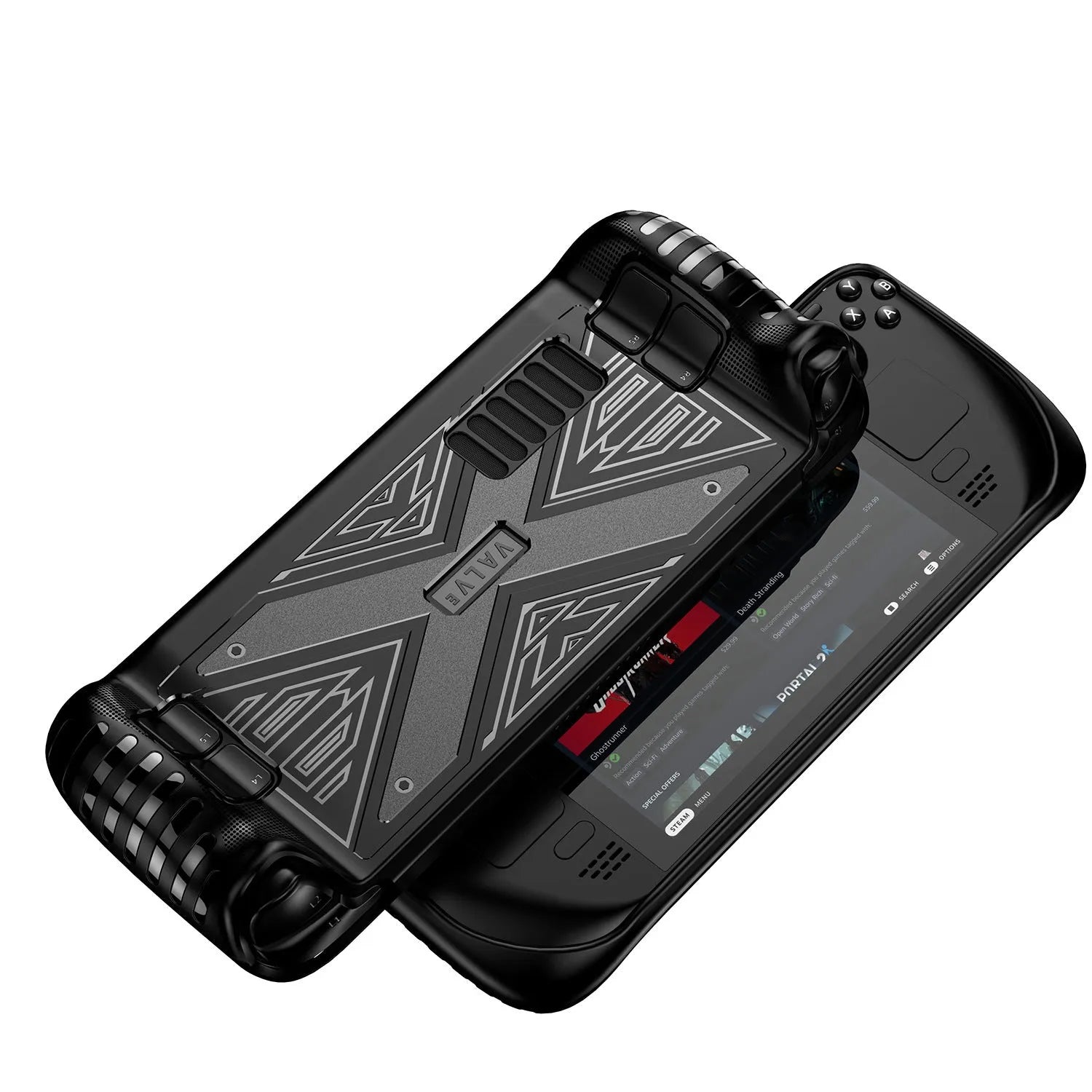 Steam Deck silicone protective case in black, blue, and red colour options