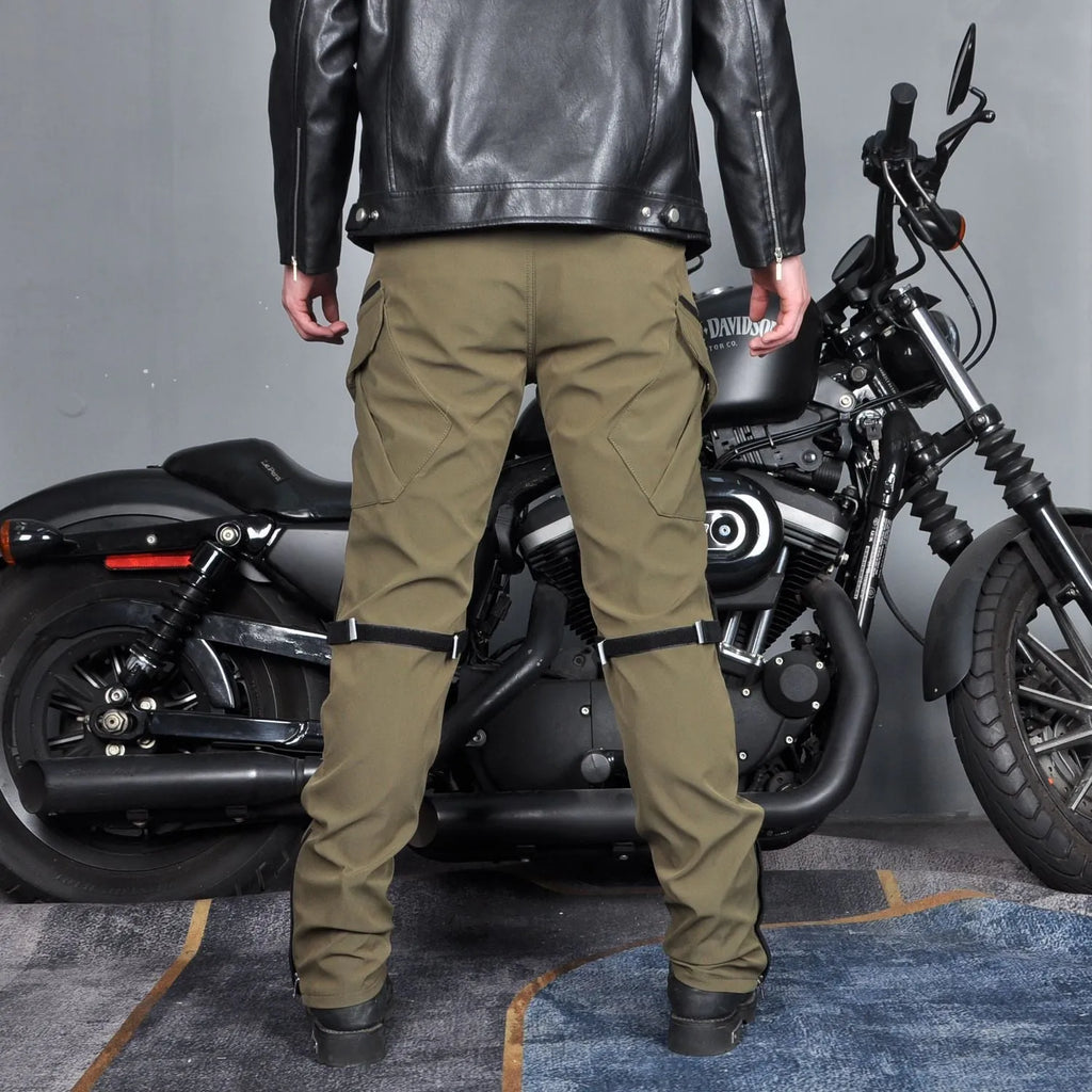 Motorcycle cycling pants in PK-16 green or black with waterproof windproof protection and drop-resistant safety features