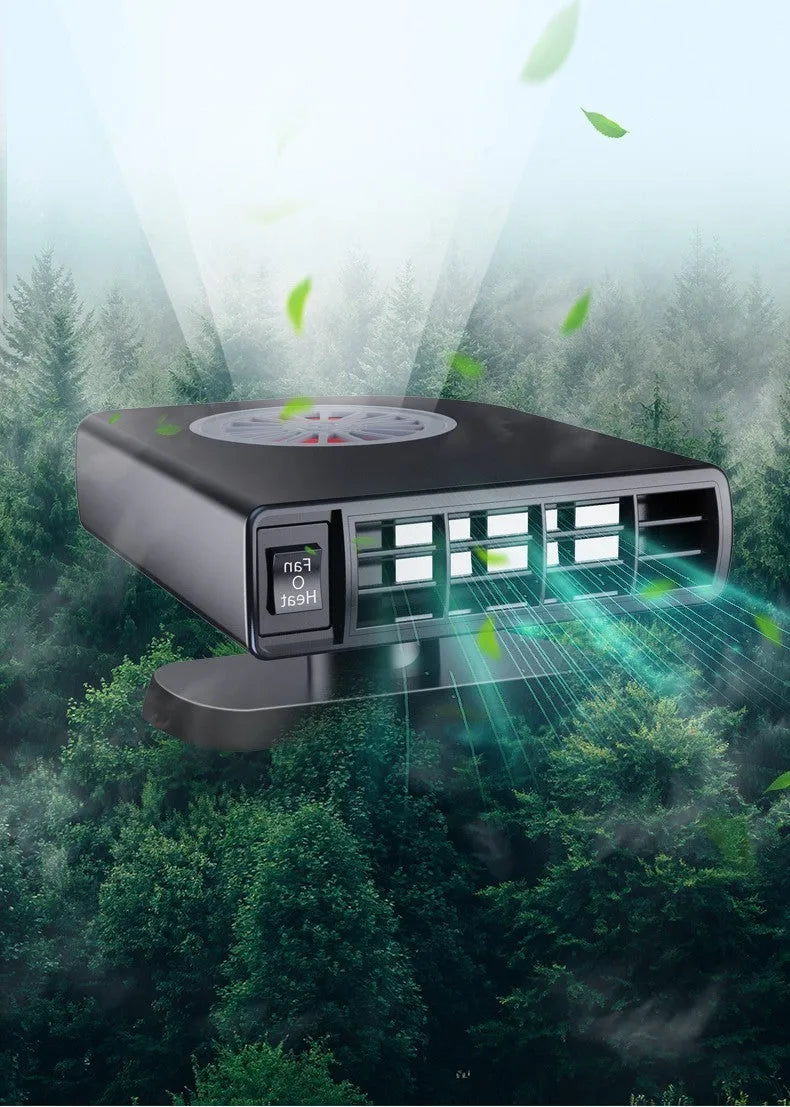 Black vehicle-mounted heater with adjustable vents for car defogging and dehumidifying