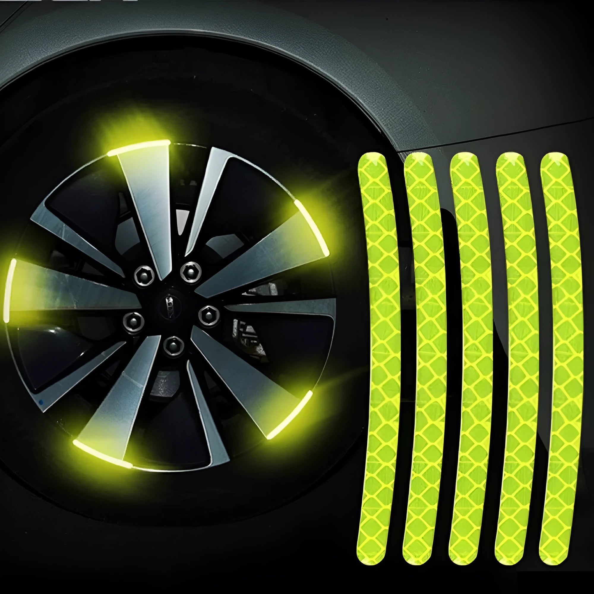 20PCs car wheel hub reflective stickers PVC material arc-shaped design in various colours