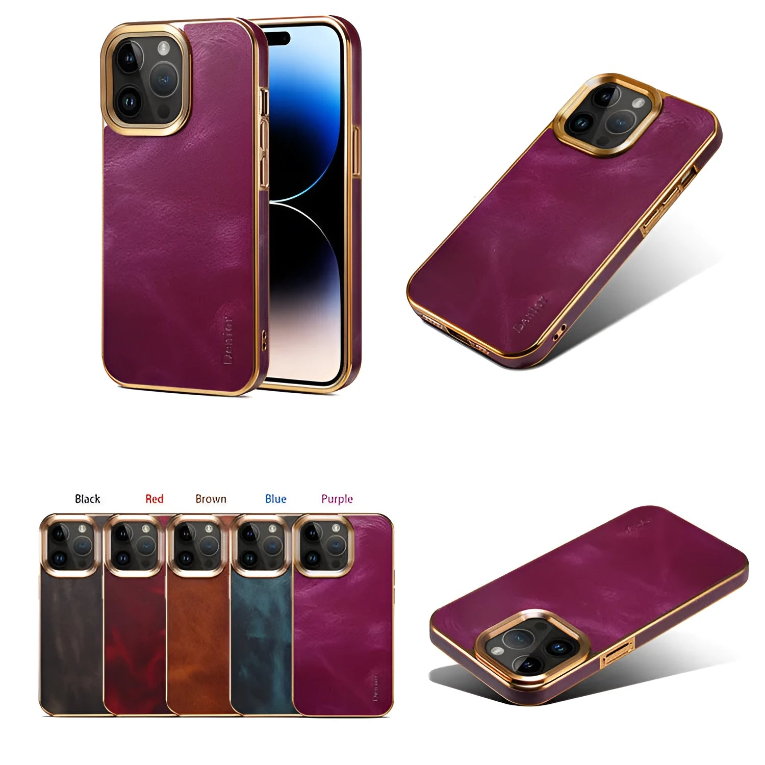 Handmade leather iPhone case in vintage oil wax leather showing slim profile and precise button cutouts