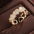 Adjustable opening couples ring with heart design in gold or silver finish