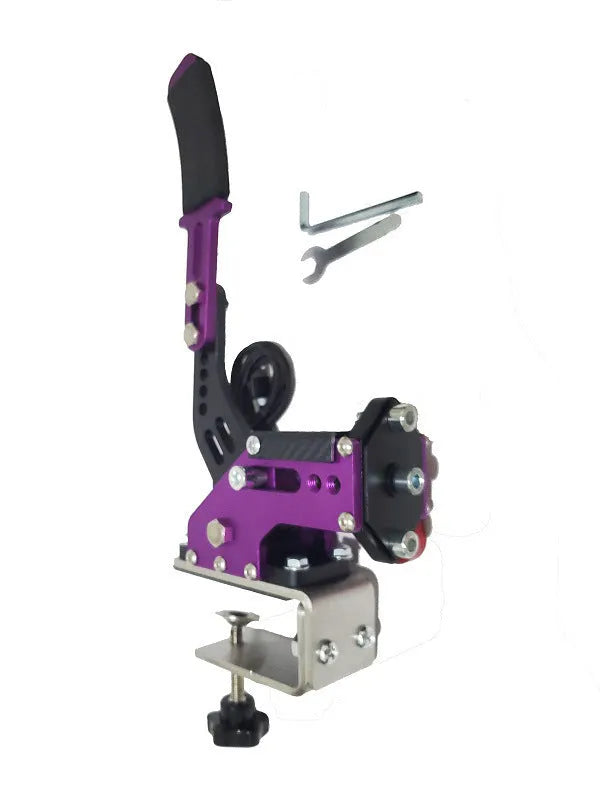 Black aluminium and stainless steel drift racing handbrake with clamp for PC and PS4 sim racing