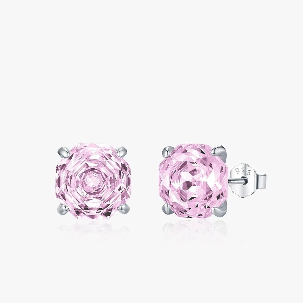 S925 sterling silver rose stud earrings in 6mm and 8mm sizes with floral motif