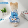 Ultra-thin summer pet dress with floral butterfly princess styling and decorative knot details