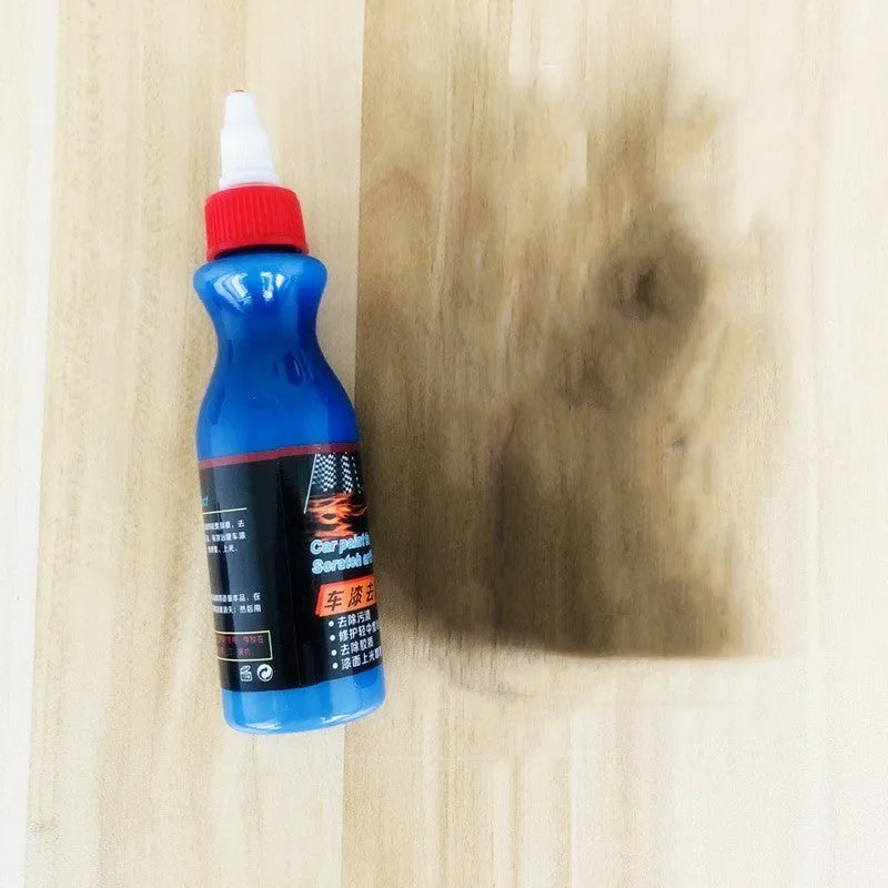 Car scratch repair agent with applicator brush for blue vehicle touch-ups