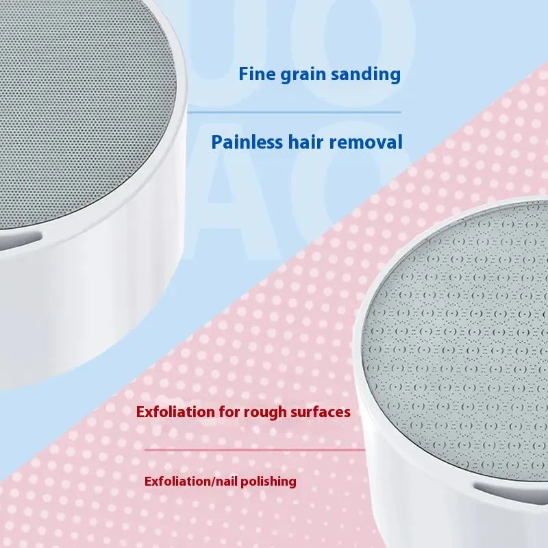 Nano Glass 2-in-1 epilator and foot grinder device in plastic housing