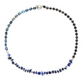 Female retro multi-layer hand woven crushed stone bracelet in blue with Fang Hui stone and gold Obsidian beads