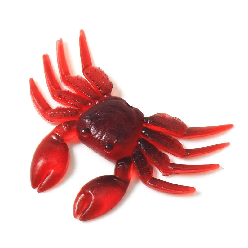 PVC crab fishing lure measuring 8cm in brown and red colour variants