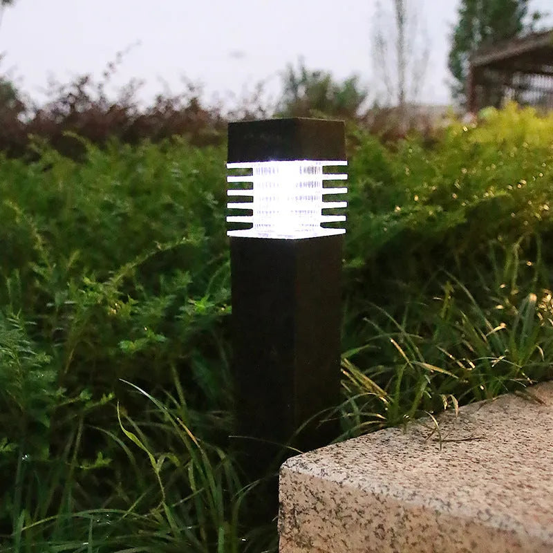 Solar garden ground lamp with cuboid design for pathway and courtyard lighting